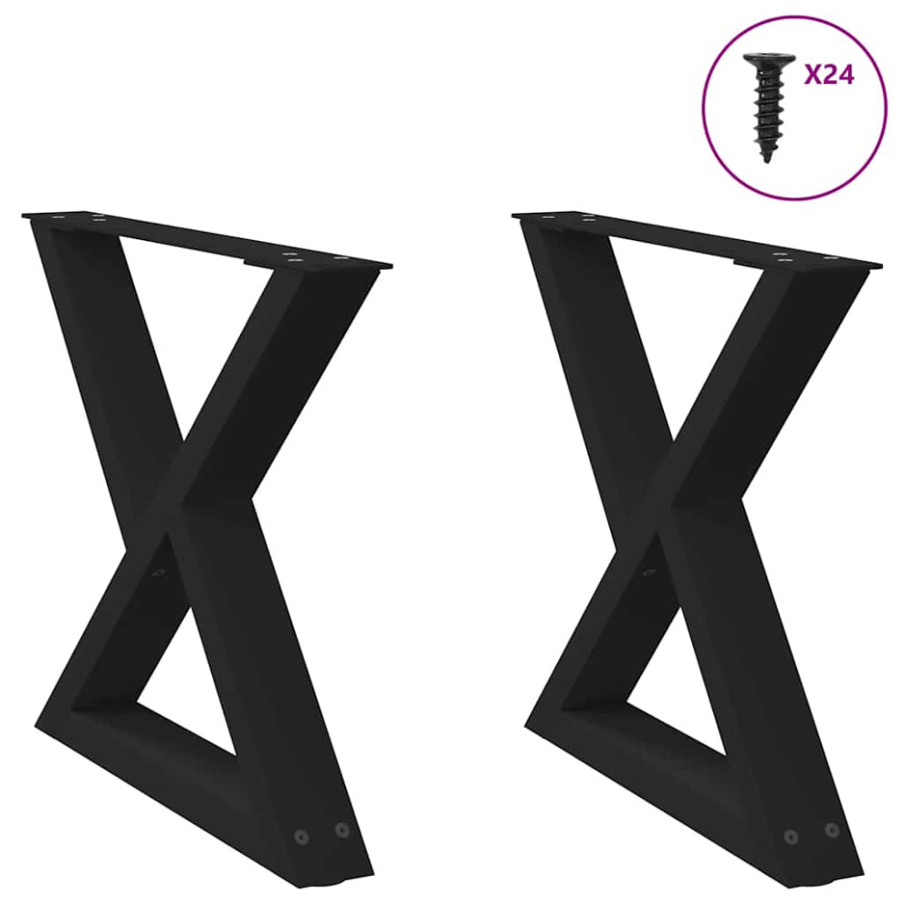 (black, 50 X (42-43.3) cm) vidaXL Coffee Table Legs 2 Pcs Black 60x(30-31.3) Cm Steel