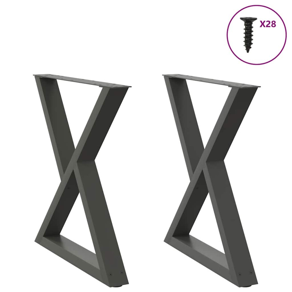 Vidaxl Dining Table Legs 2 Pcs Anthracite 80X(72-73.3) Cm Steel, Black - Image 2