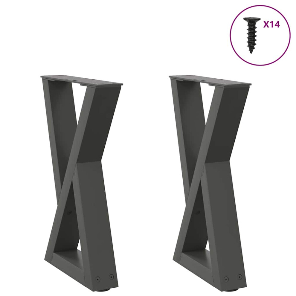 (anthracite, 28 x (42-43.3) cm) vidaXL Coffee Table Legs 2 pcs Black 60x(30-31.3) cm Steel-image-OPC-PFZBFQC-NEW