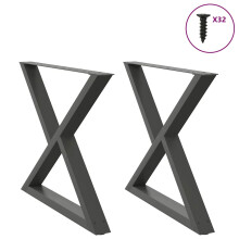 (anthracite, 90 x (72-73.3) cm) vidaXL Coffee Table Legs 2 pcs Black 60x(30-31.3) cm Steel