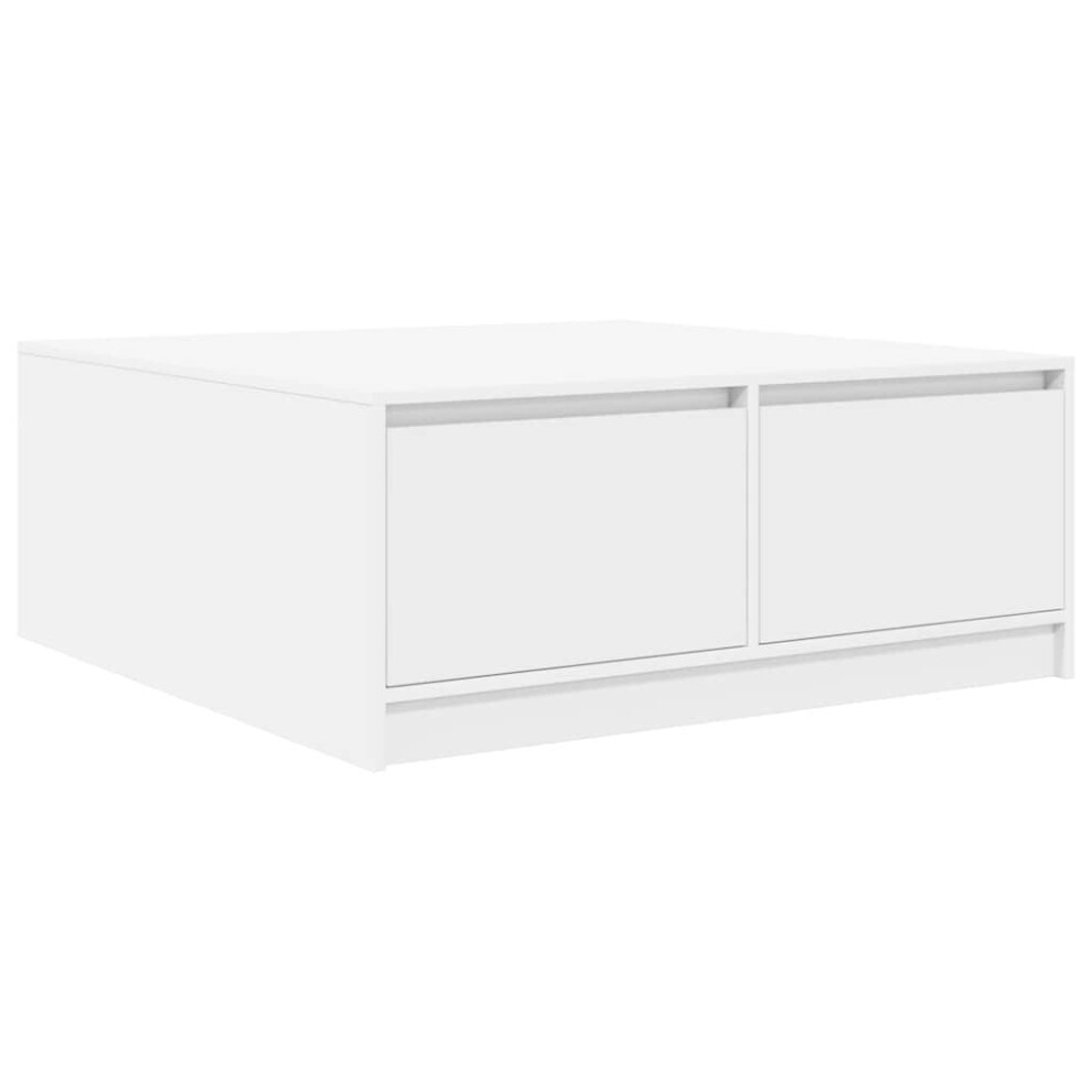 Vidaxl (White, 100 X 100 X 40 Cm) Coffee Table With Drawers Black Oak 100X100x40 Cm Centre Table