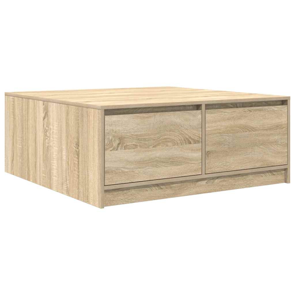 Vidaxl (Sonoma Oak, 100 X 100 X 40 Cm) Coffee Table With Drawers Black Oak 100X100x40 Cm Centre Table