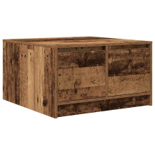 (old wood, 70.5 x 70 x 40 cm) vidaXL Coffee Table with Drawers Black Oak 100x100x40 cm centre table