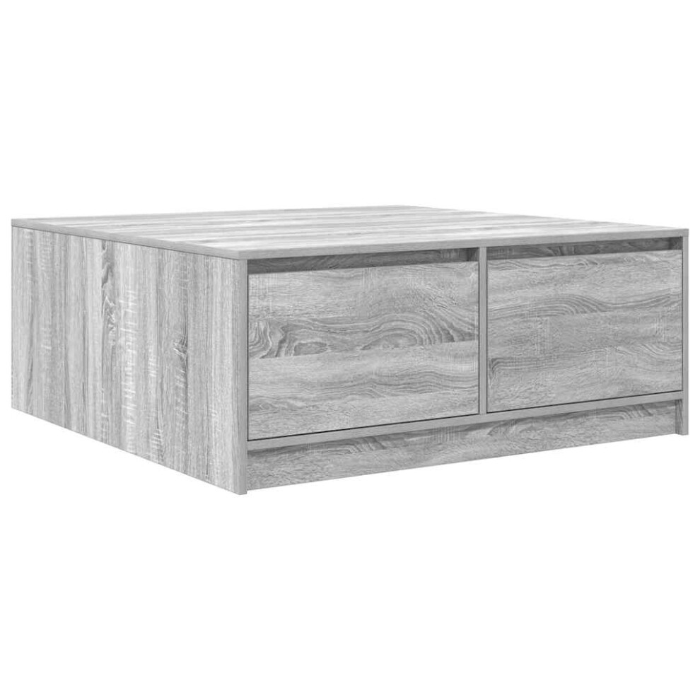 (grey sonoma, 100 X 100 X 40 cm) vidaXL Coffee Table With Drawers Black Oak 100x100x40 Cm Centre Table