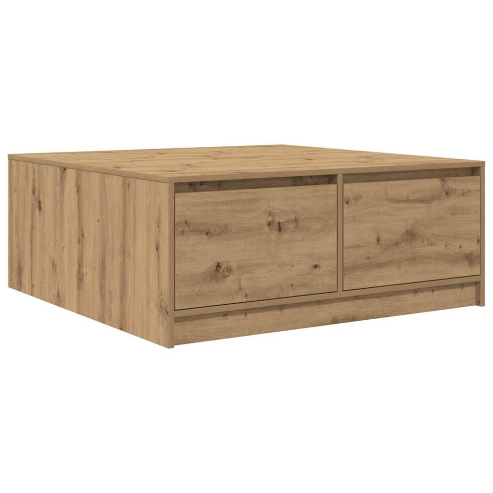 Vidaxl (Artisan Oak, 100 X 100 X 40 Cm) Coffee Table With Drawers Black Oak 100X100x40 Cm Centre Table