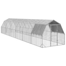(2.5 x 12 x 2.25 m) vidaXL Chicken Run with Roof Chicken Coop Animal Hen House Galvanised Steel