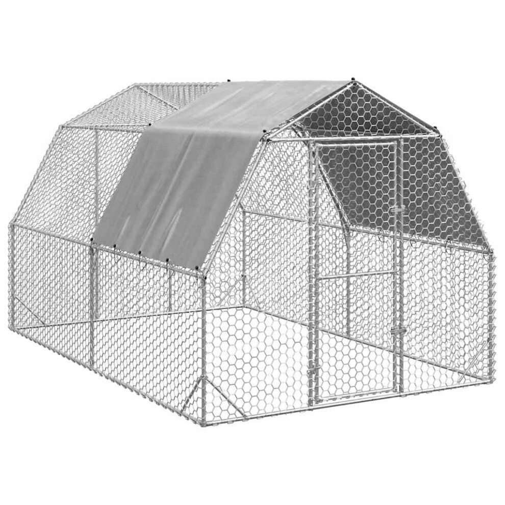 Vidaxl (2.5 X 4 X 2.25 M) Chicken Run With Roof Chicken Coop Animal Hen House Galvanised Steel