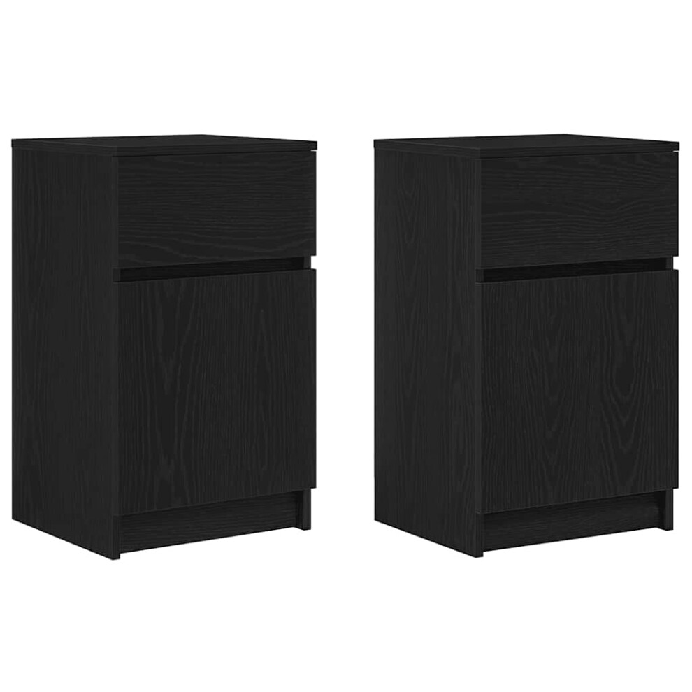 Vidaxl (Black, 2 Pcs) Bedside Cabinet Grey Sonoma 39X35x65 Cm Engineered Wood Bedside Table