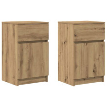 (artisan oak, 2 pcs) vidaXL Bedside Cabinet Grey Sonoma 39x35x65 cm Engineered Wood bedside table