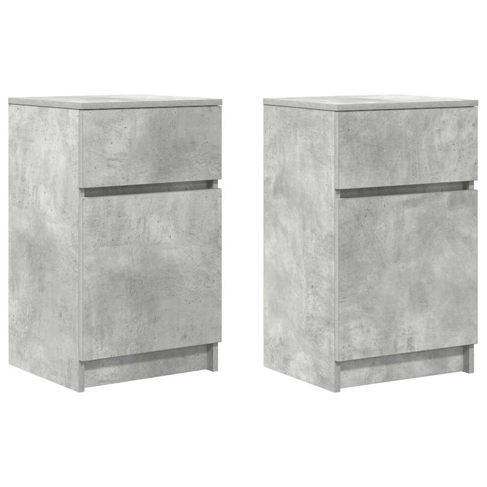 Vidaxl (Concrete Grey, 2 Pcs) Bedside Cabinet Grey Sonoma 39X35x65 Cm Engineered Wood Bedside Table