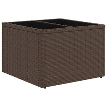 vidaXL Garden Table with Glass Top Outdoor Dining Table Brown Poly Rattan