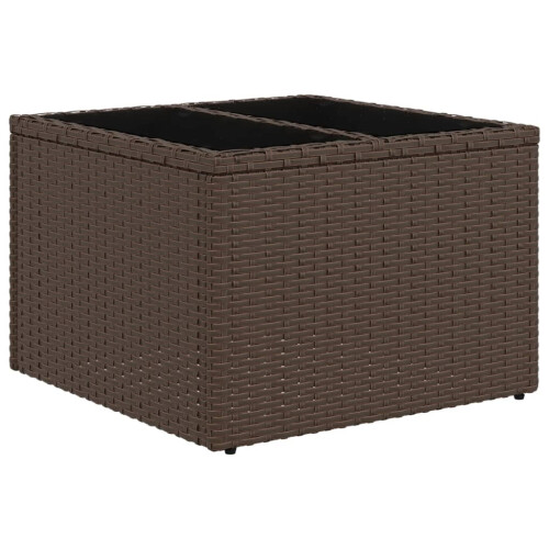 VidaXL vidaXL Gartentisch mit Glasplatte Braun 55x55x37 cm Poly Rattan