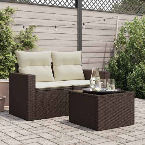 VidaXL vidaXL Gartentisch mit Glasplatte Braun 55x55x37 cm Poly Rattan 2