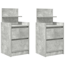(concrete grey, 2 pcs) vidaXL Bedside Cabinets with 2 Drawers 2 pcs Concrete Grey 38x34x80 cm