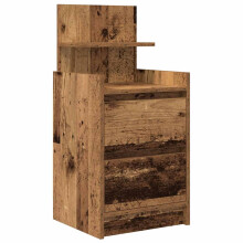 (old wood, 1 pcs) vidaXL Bedside Cabinets with 2 Drawers 2 pcs Concrete Grey 38x34x80 cm