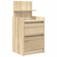(sonoma oak, 1 pcs) vidaXL Bedside Cabinets with 2 Drawers 2 pcs Concrete Grey 38x34x80 cm