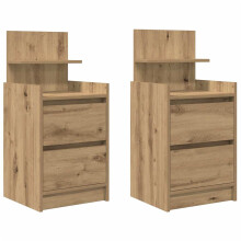 (artisan oak, 2 pcs) vidaXL Bedside Cabinets with 2 Drawers 2 pcs Concrete Grey 38x34x80 cm