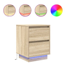 (sonoma oak, 38 x 34 x 50 cm/ 2 pcs) vidaXL Bedside Cabinets with LED Lights 2 pcs Black 38x34x50 cm bedside table
