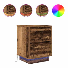 (old wood, 38 x 34 x 50 cm/ 2 pcs) vidaXL Bedside Cabinets with LED Lights 2 pcs Black 38x34x50 cm bedside table