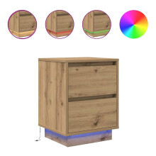 (artisan oak, 38 x 34 x 50 cm/ 2 pcs) vidaXL Bedside Cabinets with LED Lights 2 pcs Black 38x34x50 cm bedside table