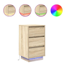 (sonoma oak, 38 x 34 x 65 cm/ 1 pcs) vidaXL Bedside Cabinets with LED Lights 2 pcs Black 38x34x50 cm bedside table