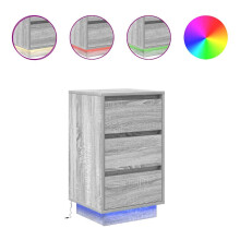 (grey sonoma, 38 x 34 x 65 cm/ 1 pcs) vidaXL Bedside Cabinets with LED Lights 2 pcs Black 38x34x50 cm bedside table
