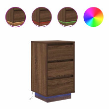 (brown oak, 38 x 34 x 65 cm/ 1 pcs) vidaXL Bedside Cabinets with LED Lights 2 pcs Black 38x34x50 cm bedside table