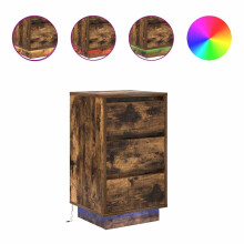 (smoked oak, 38 x 34 x 65 cm/ 1 pcs) vidaXL Bedside Cabinets with LED Lights 2 pcs Black 38x34x50 cm bedside table
