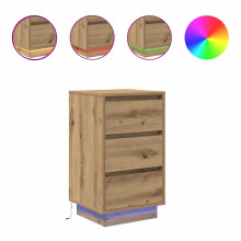 (artisan oak, 38 x 34 x 65 cm/ 1 pcs) vidaXL Bedside Cabinets with LED Lights 2 pcs Black 38x34x50 cm bedside table