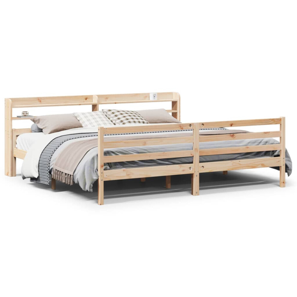 Vidaxl Bed Frame With Headboard Bed Base Bedstead 200X200 Cm Solid Wood Pine