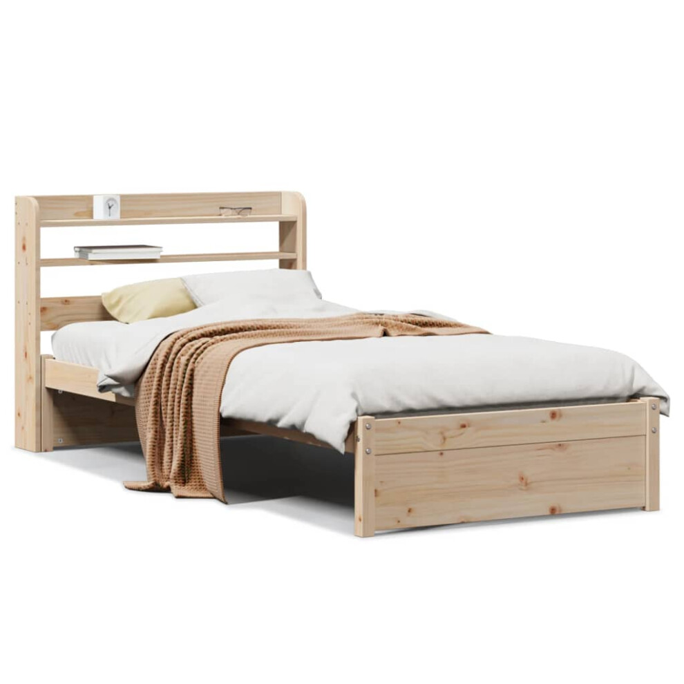 Vidaxl Bed Frame With Headboard Bed 75X190 Cm Small Single Solid Wood Pine