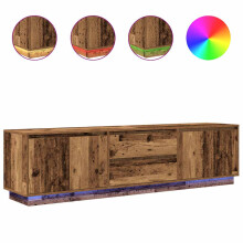 (old wood, 193.5 cm) vidaXL TV Cabinet with LED Lights Old Wood 193.5x41x50 cm TV stand