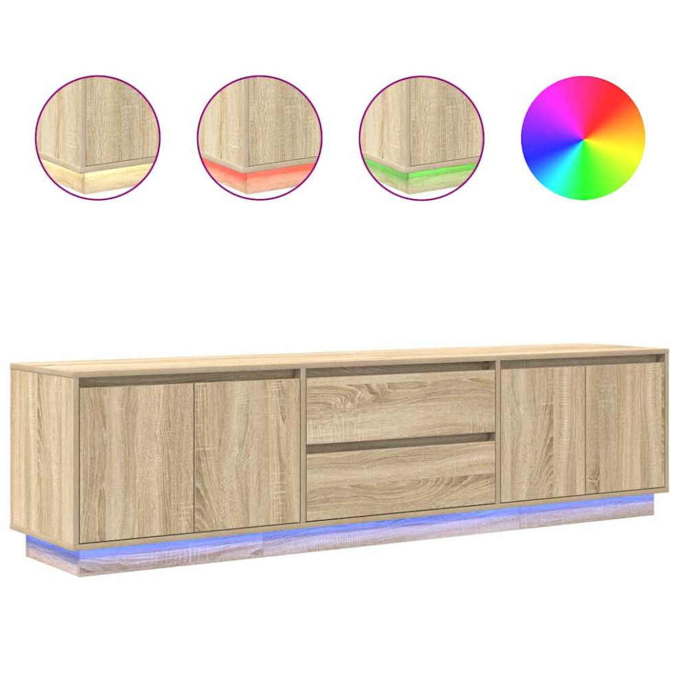 Vidaxl (Sonoma Oak, 193.5 Cm) Tv Cabinet With Led Lights Old Wood 193.5X41x50 Cm Tv Stand Brown