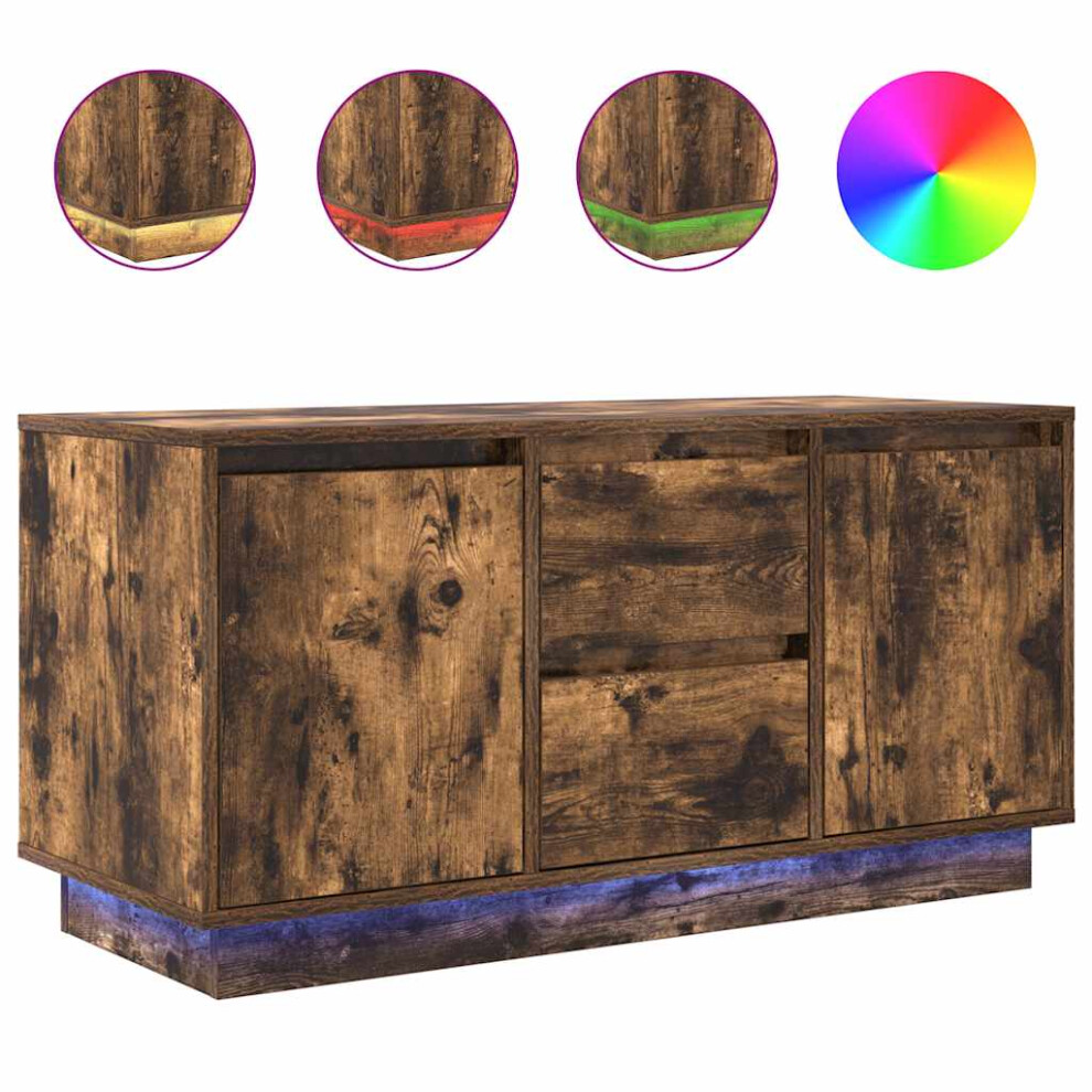 Vidaxl (Smoked Oak, 100 Cm) Tv Cabinet With Led Lights Old Wood 193.5X41x50 Cm Tv Stand