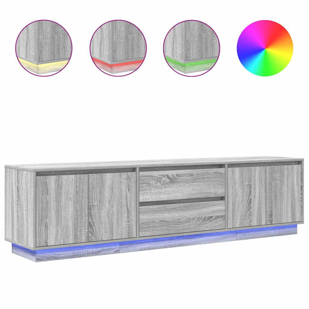 Vidaxl ( Sonoma, 193.5 Cm) Tv Cabinet With Led Lights Old Wood 193.5X41x50 Cm Tv Stand Grey