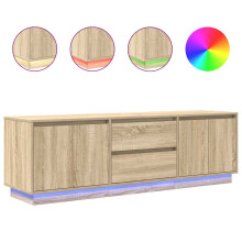 (sonoma oak, 160.5 cm) vidaXL TV Cabinet with LED Lights Old Wood 193.5x41x50 cm TV stand