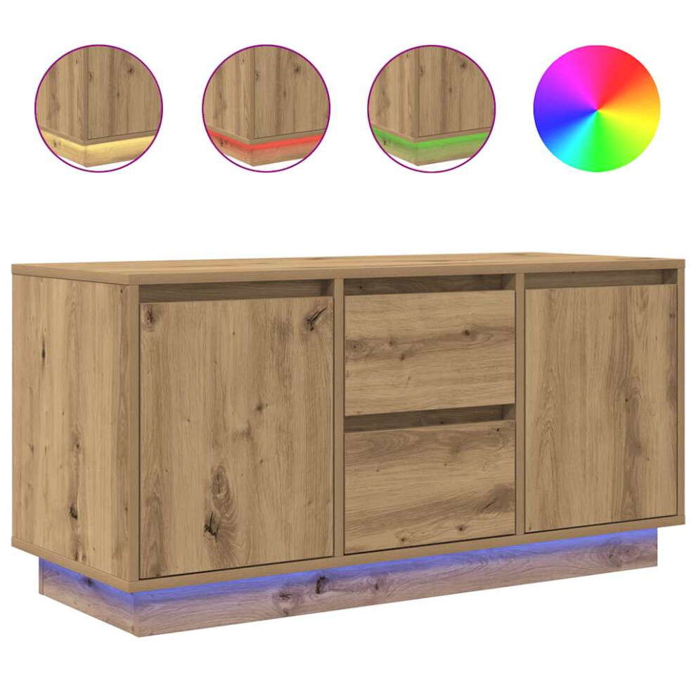 Vidaxl (Artisan Oak, 100 Cm) Tv Cabinet With Led Lights Old Wood 193.5X41x50 Cm Tv Stand