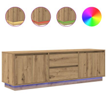 (artisan oak, 160.5 cm) vidaXL TV Cabinet with LED Lights Old Wood 193.5x41x50 cm TV stand