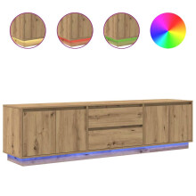 (artisan oak, 193.5 cm) vidaXL TV Cabinet with LED Lights Old Wood 193.5x41x50 cm TV stand