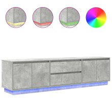(concrete grey, 193.5 cm) vidaXL TV Cabinet with LED Lights Old Wood 193.5x41x50 cm TV stand