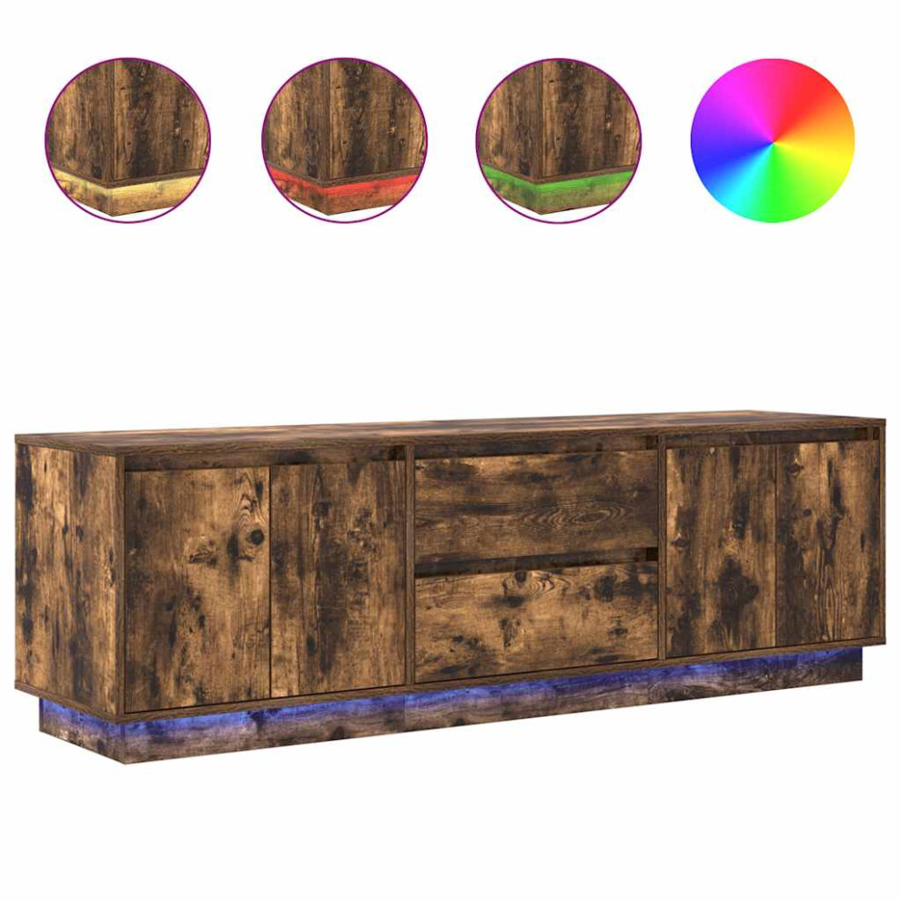 Vidaxl (Smoked Oak, 160.5 Cm) Tv Cabinet With Led Lights Old Wood 193.5X41x50 Cm Tv Stand