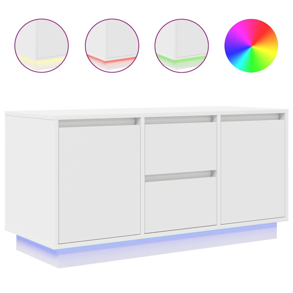 Vidaxl (White, 100 Cm) Tv Cabinet With Led Lights Old Wood 193.5X41x50 Cm Tv Stand