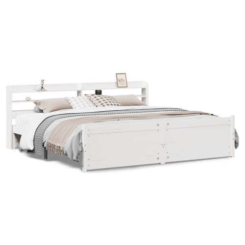 VidaXL vidaXL Bed Frame with Headboard White 180x200 cm Super King Solid Wood Pine