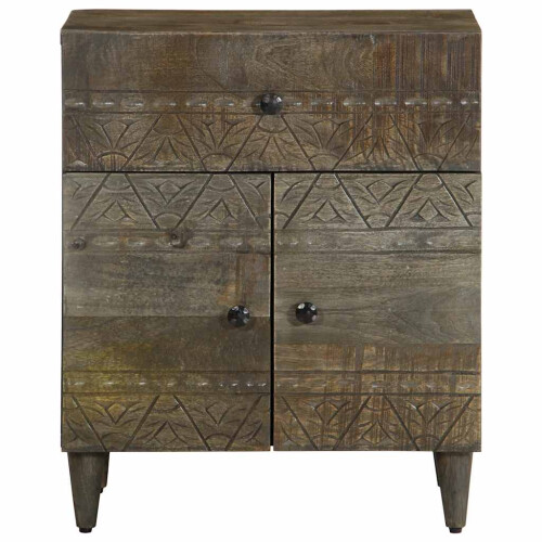 VidaXL vidaXL Bedside Cabinet Light Grey 50x33x60 cm Solid Wood Mango bedside table 1