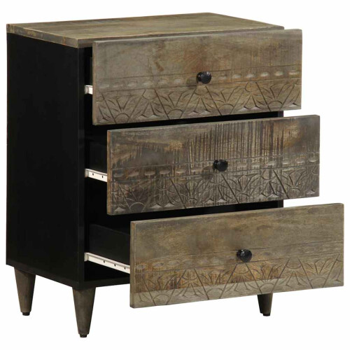 VidaXL vidaXL Bedside Cabinet Light Grey 50x33x60 cm Solid Wood Mango bedside table 2