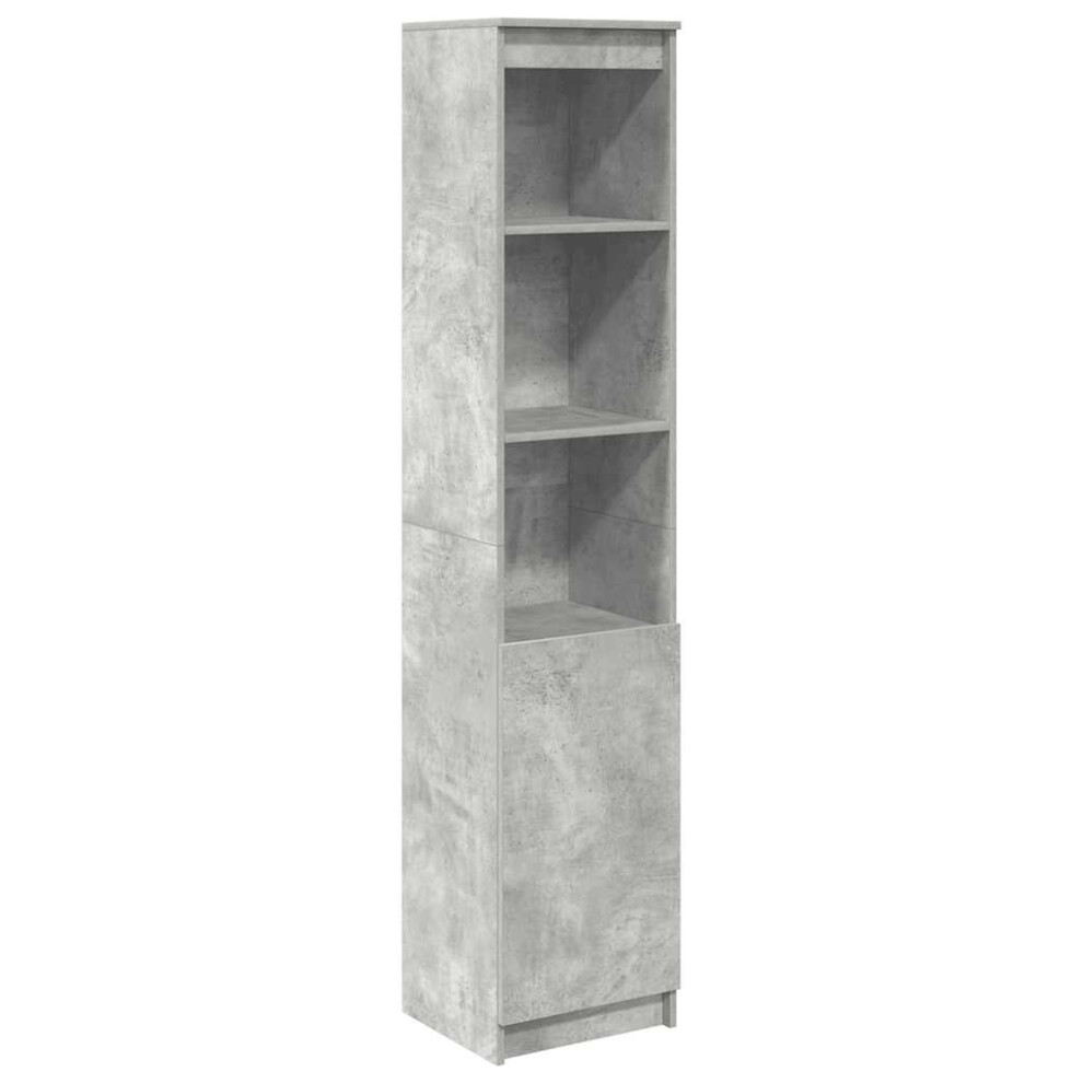 Vidaxl (Concrete Grey, 37.5 Cm) Highboard Black Oak 37.5X35x180 Cm Engineered Wood Cabinet Side Cabinet