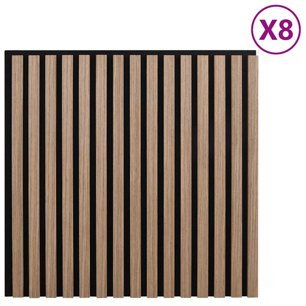 vidaXL Acoustic Wall Panels 8 pcs Slatted 60.5x60 cm Oak Veneer acoustic panel