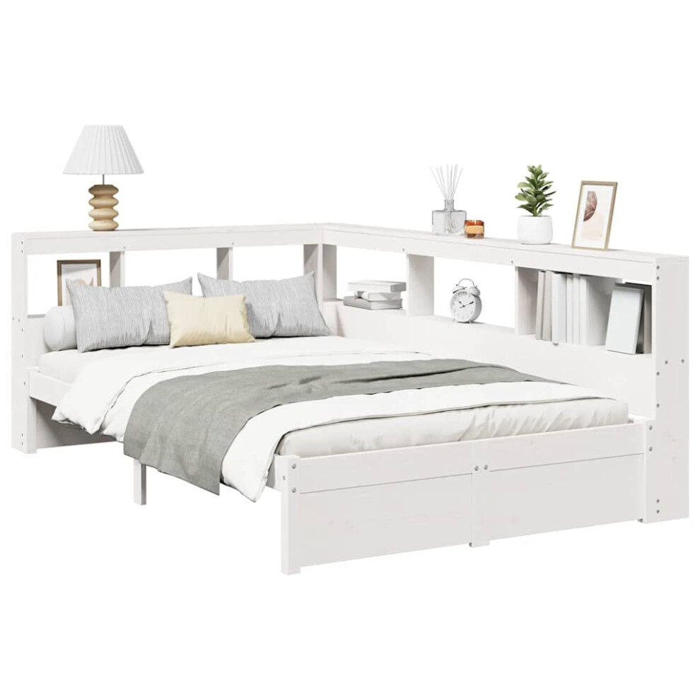 Vidaxl Bookcase Bed Without Mattress 90X190 Cm Solid Wood Pine Bed White