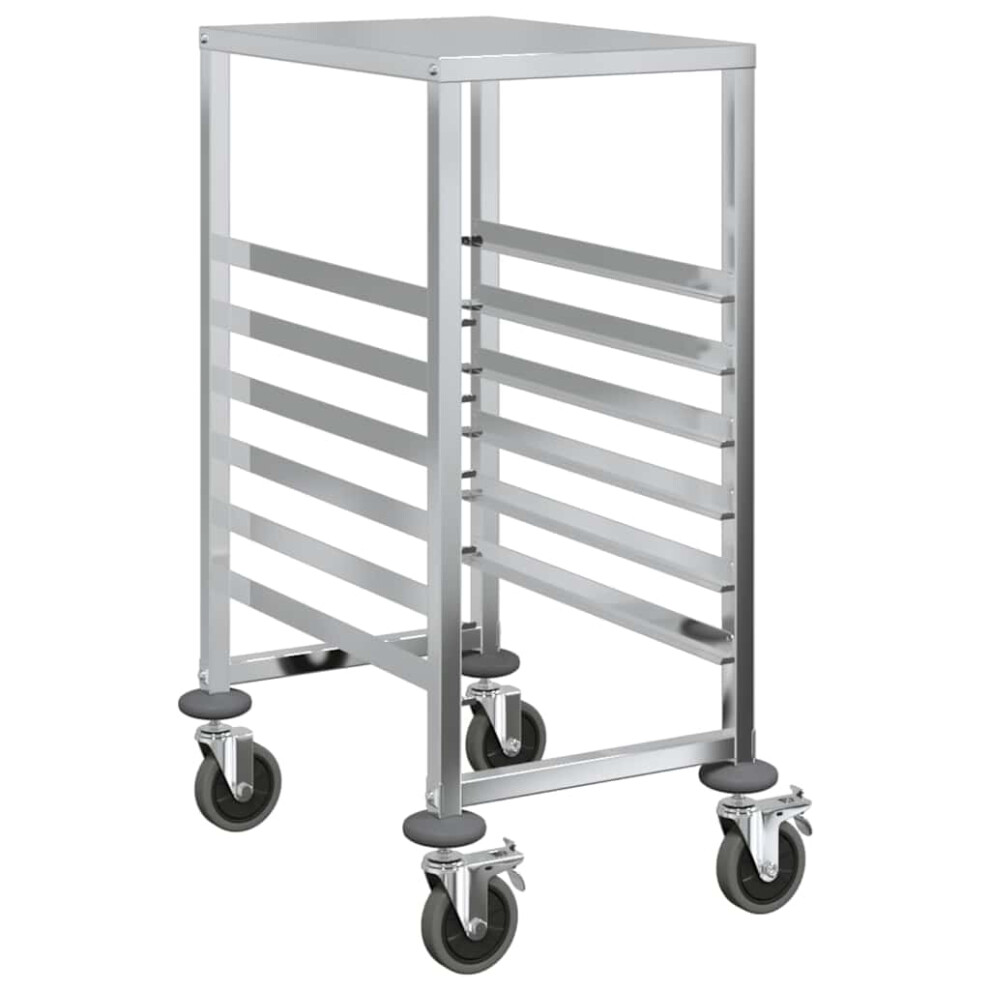 Vidaxl Tray Trolley With 6 Gn Containers 39X55x87 Cm Stainless Steel, Silver - Image 2