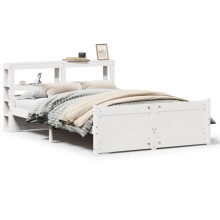 vidaXL Bed Frame with Headboard White 150x200 cm King Size Solid Wood Pine